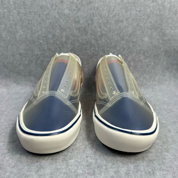 Vans Womens Shoes Size 8.5 Rare ComfyCush Slip On Skool Blue Red Canvas Sneakers - Picture 2 of 9